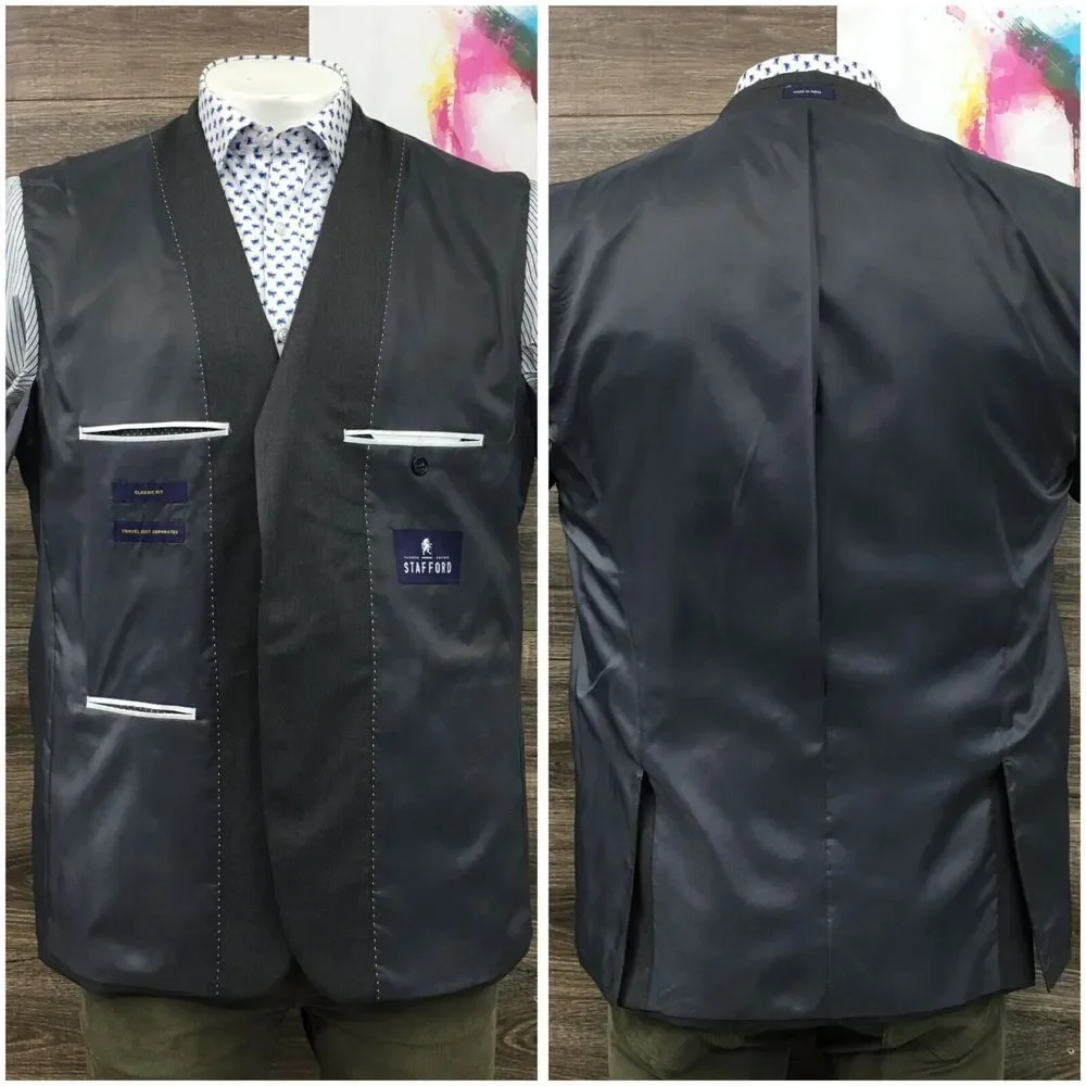 STAFFORD Mens Blazer Sport Coat Casual Jacket Size 44R Classic Gray Wool‎ Suit